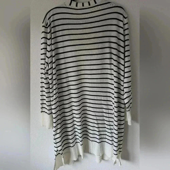 Nine west high slit duster long cardigan, size pxxl or XL, black/white - Picture 7 of 7